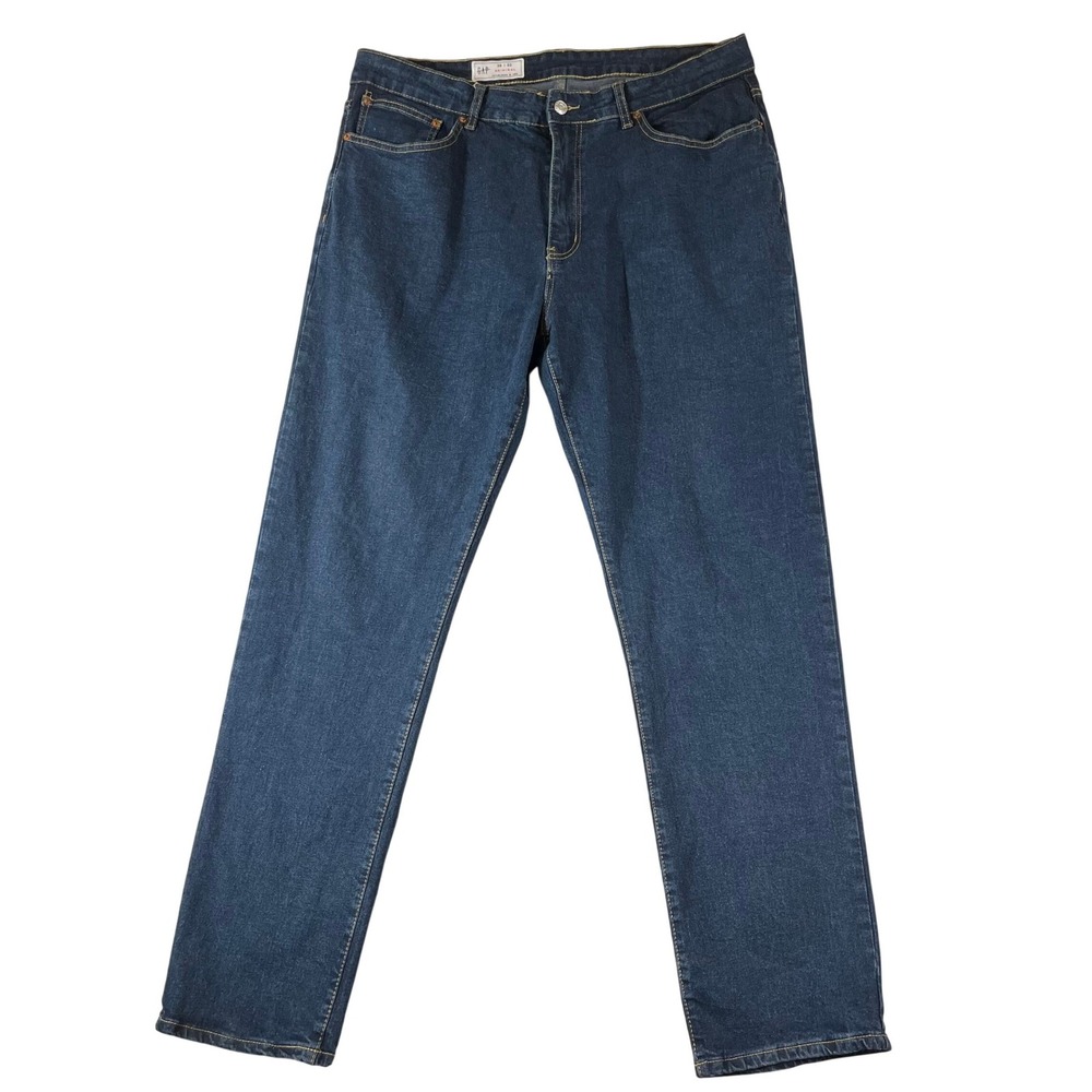 Gap Original Straight Leg Jeans Mens 38x32 Dark Wash Indigo Stretch Denim